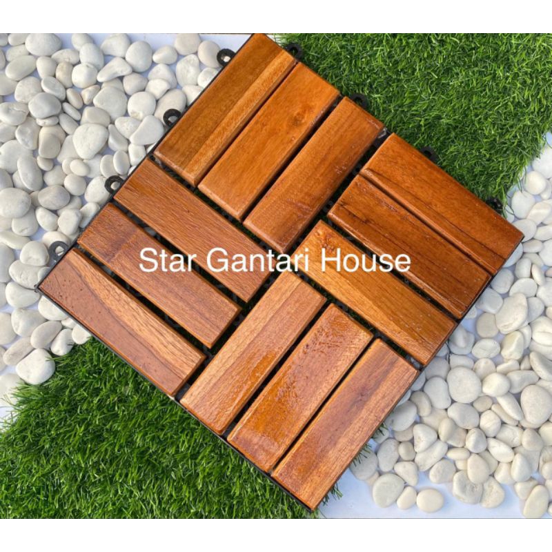 Jual Lantai Kayu Jati Decking Tile Zigzag Furnish Non Furnish Shopee