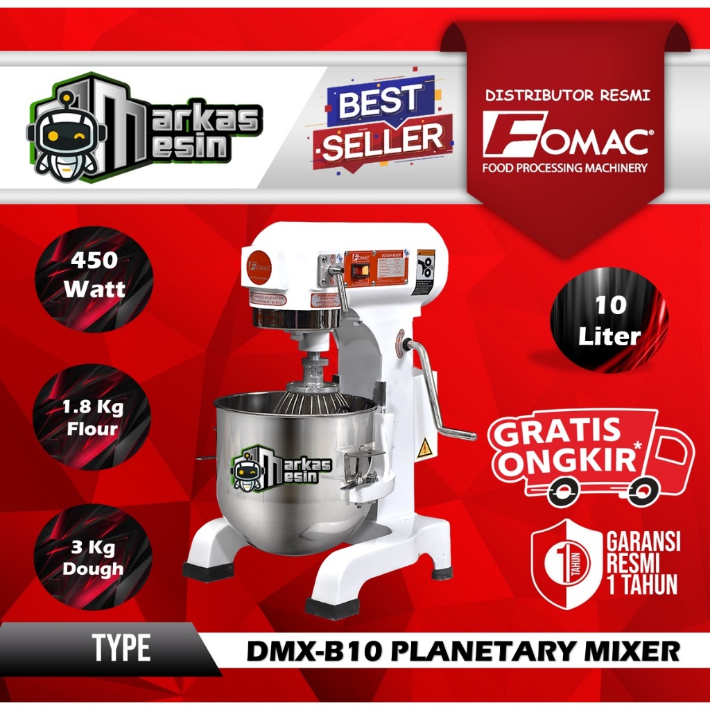 Jual Planetary Dough Mixer Mesin Pengaduk Adonan 10 Liter DMX-B10
