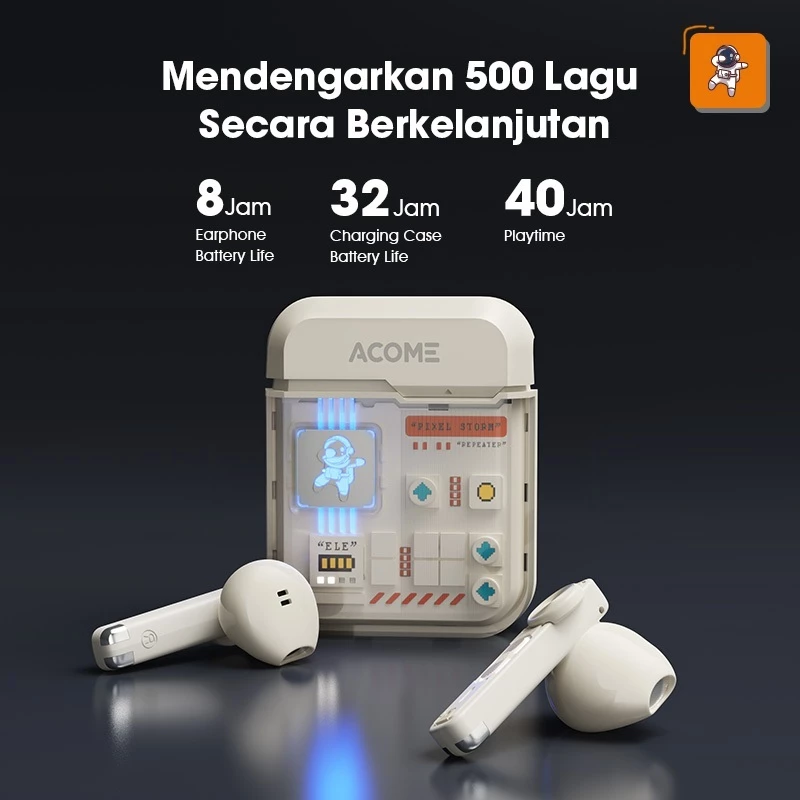 VIVAN X ACOME TWS AT06 Headset Earphone Bluetooth 5.3 Transparent Low Latency 60ms Inpods AT06 - Garansi Resmi 1 Tahun