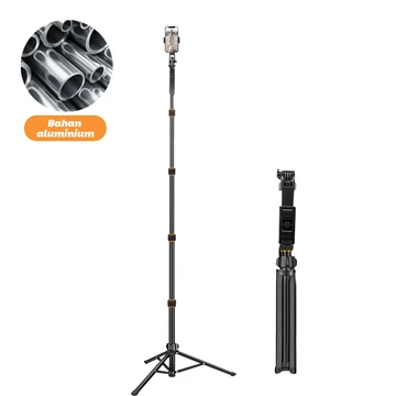 Tripod Live Streaming Penyangga Ponsel Teleskopik 2.1 Meter Tripod Berdiri Aluminium Alloy