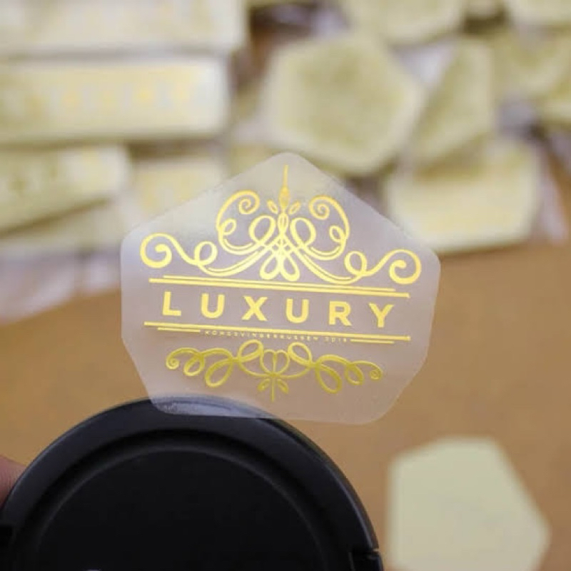 Jual Sticker Transparant Gold Hotprint Custom | Stiker Gold Foil Custom ...