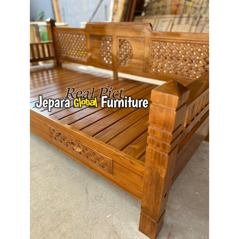Jual REAL PICT !! Daybed bangku Bale bale Jati kepang jati ( bench jati ...