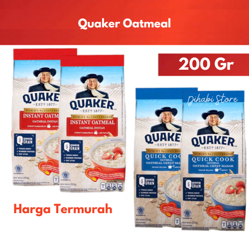 Jual Quaker Instant Quick Cooking Oatmeal 200 Gram Merah & Biru ...