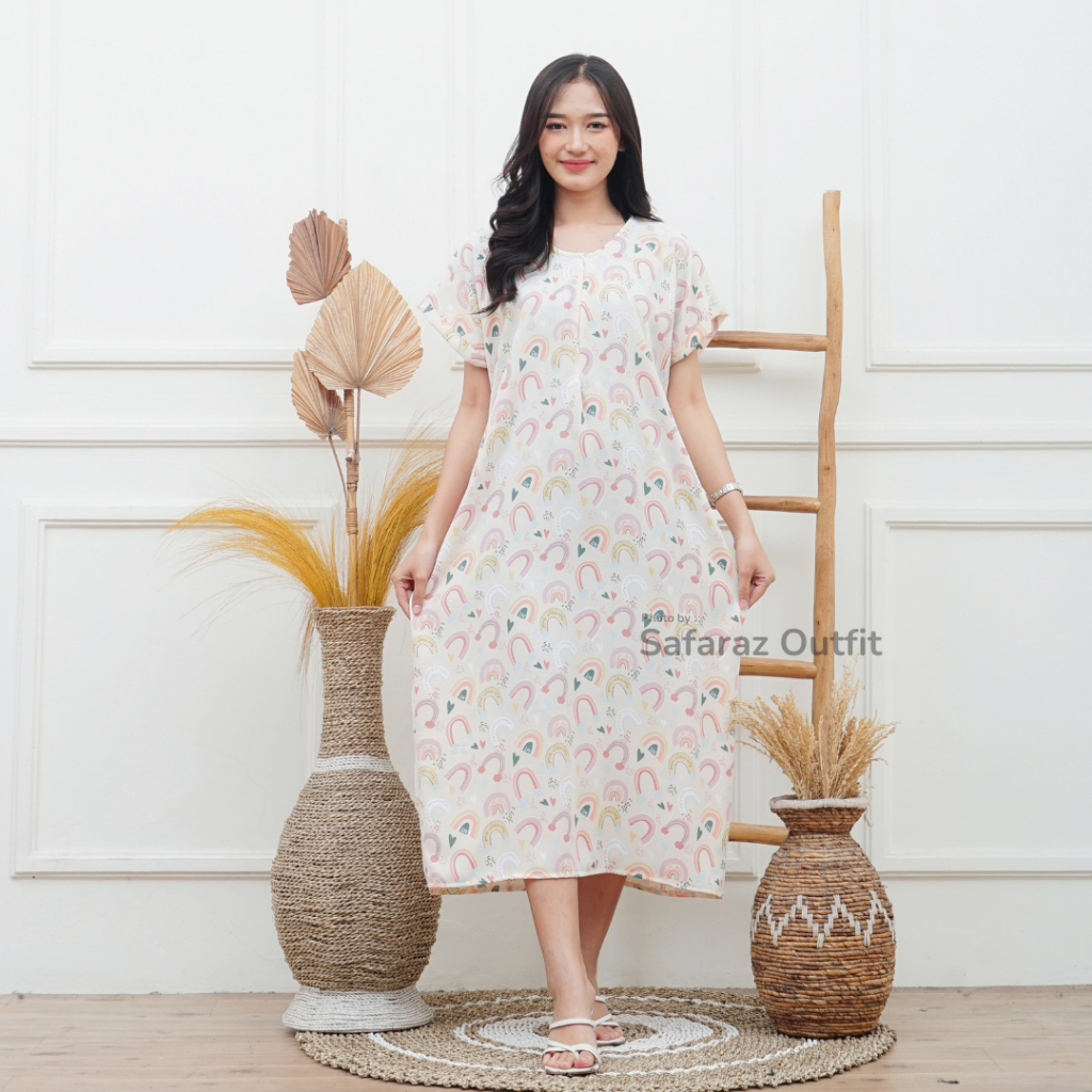 Jual Daster Long Dress Motif Bunga & Kelinci – Simple, Manis, Nyaman ...