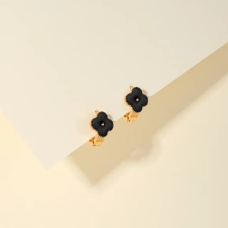 Hyl Jewelry 499E Anting Titanium Wanita Four Leaf Clover  Anti Karat Dan Anti Luntur Asli Dewasa Panjang Silver Jewerly Ori Tidak Selamanya Tusuk Emas Muda