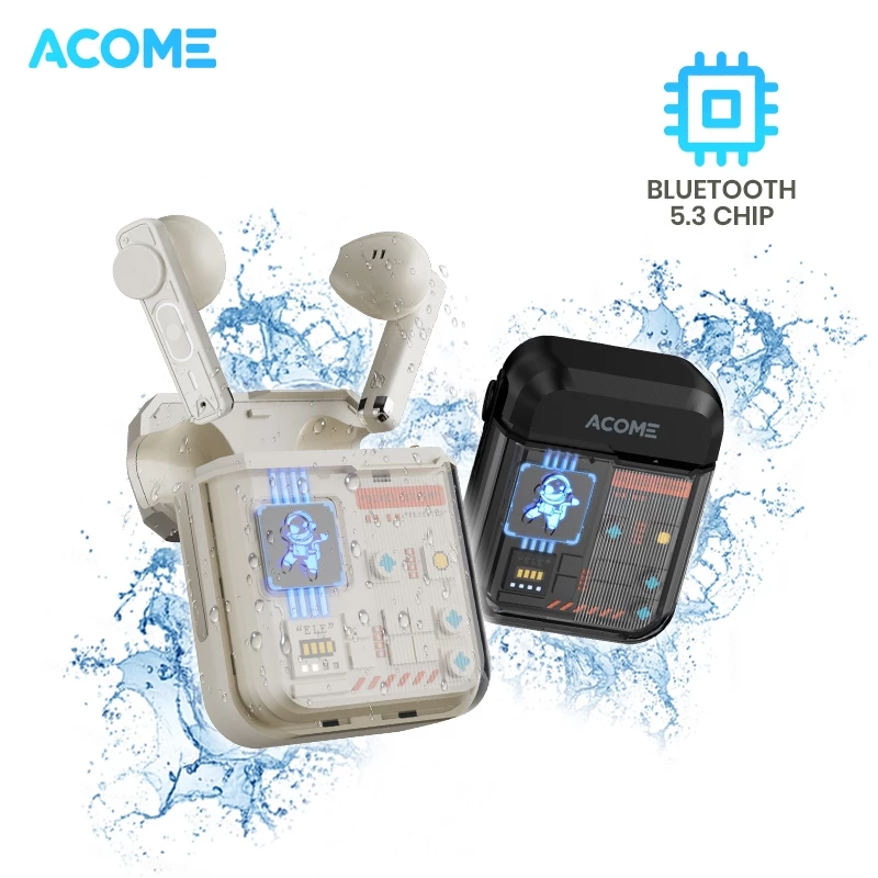 ACOME TWS Headset Earphone IPX5 Outdoor Waterproof Bluetooth 5.3 Transparent Low Latency 60ms Inpods AT06 Original