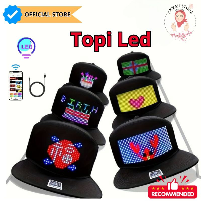 Jual Topi led RGB / Bluetooth wireless topi laki laki snapback / topi ...