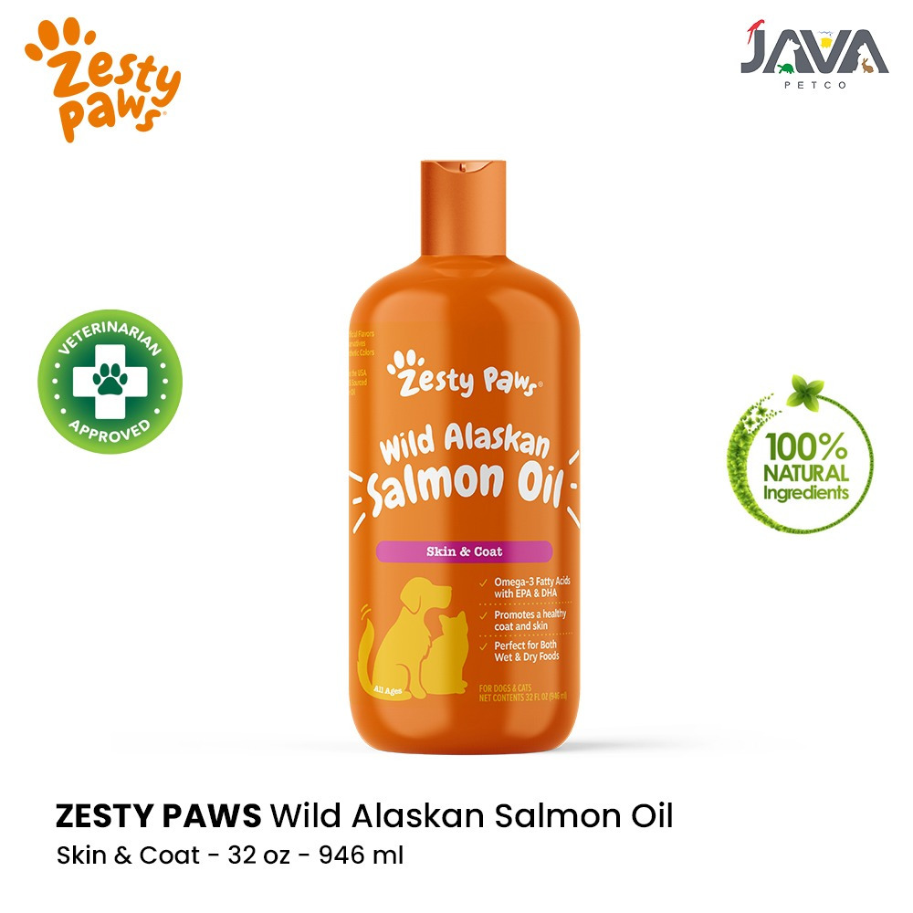 Jual Zesty Paws Pure Wild Alaska Salmon Oil Vitamin Omega Anjing 946 ml Shopee Indonesia
