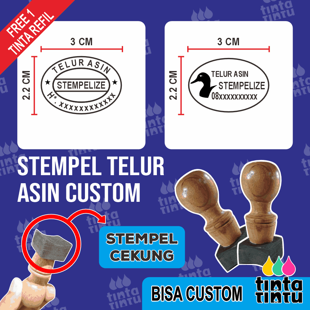 Jual Stempel Telur Asin Custom 🅱🅾🅽🆄🆂 🆃🅸🅽🆃🅰 | Shopee Indonesia