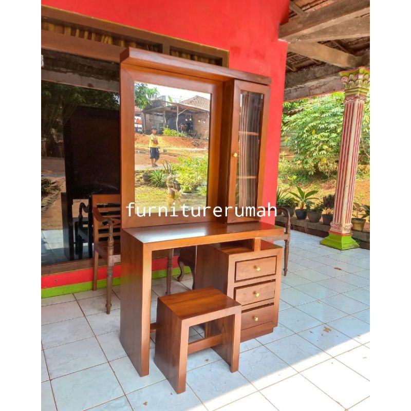 Jual meja rias kayu jati minimalis, meja rias makeup kayu jati, tolet