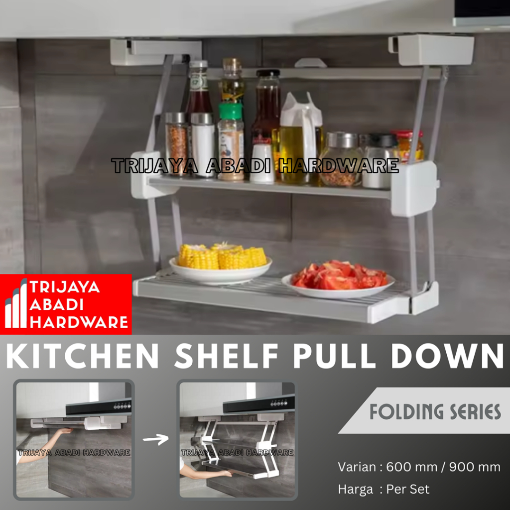 Jual Rak Lipat Dapur 600 / 900 mm Kitchen Shelf Pull Down Rak Bumbu ...