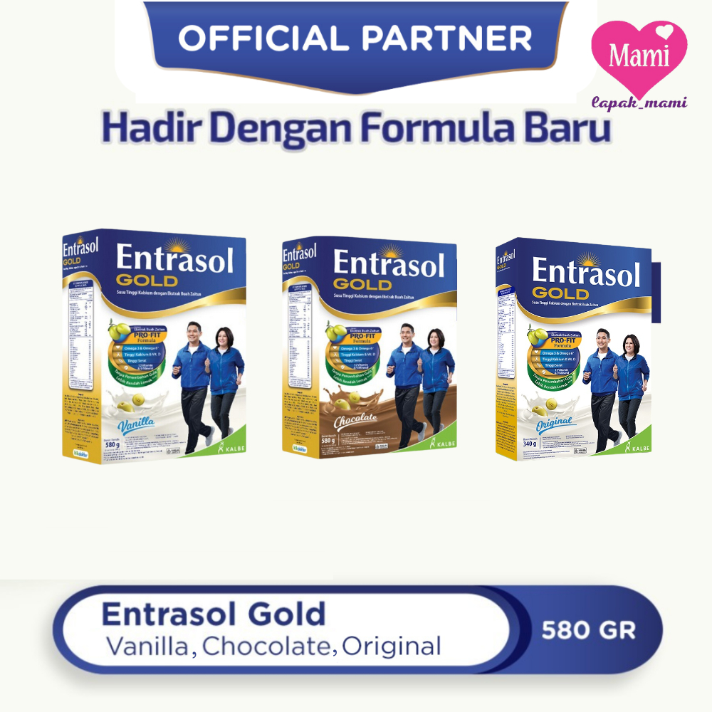 Jual Entrasol Gold Vanila Coklat 580g Original 340g Susu Tinggi Kalsium ...