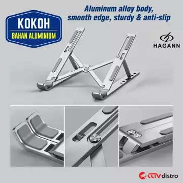 HAGANN LAC 005 Stand Holder Lipat Portable For Laptop Tablet Alumunium Silver Garansi 1 Tahun