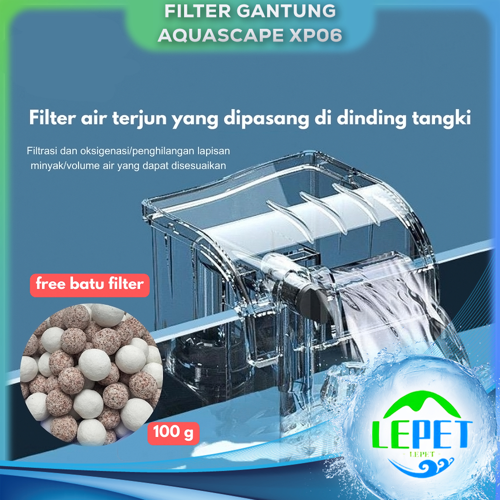 Jual LEPET FILTER GANTUNG AKUARIUM AQUASCAPE XP06 FREE BATU FILTER 100G ...
