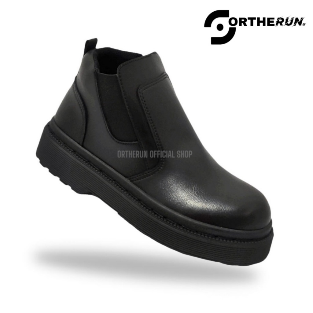 Jual ORTHERUN - Sepatu Safety Boots Wanita Full Black Sepatu Ujung Besi ...