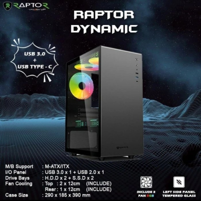 Jual CASING RAPTOR DYNAMIC FREE 3 FAN RGB | Shopee Indonesia