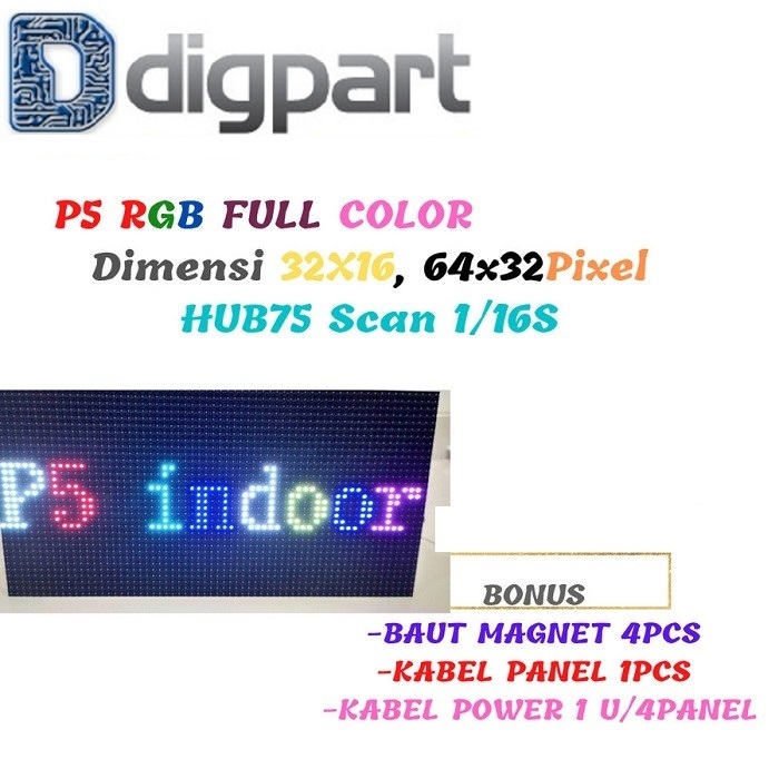 Jual Panel Module Led P5 RGB Full Color Indoor SMD Running Text ...