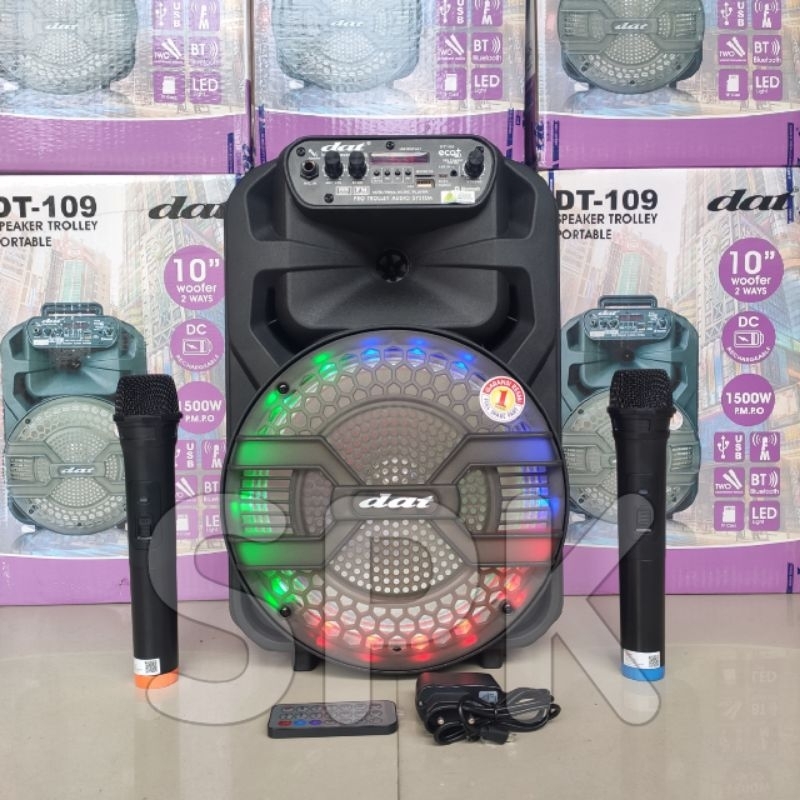 Jual Speaker Portable DAT DT 109 10 inch 2 Mic Wireless | Shopee Indonesia