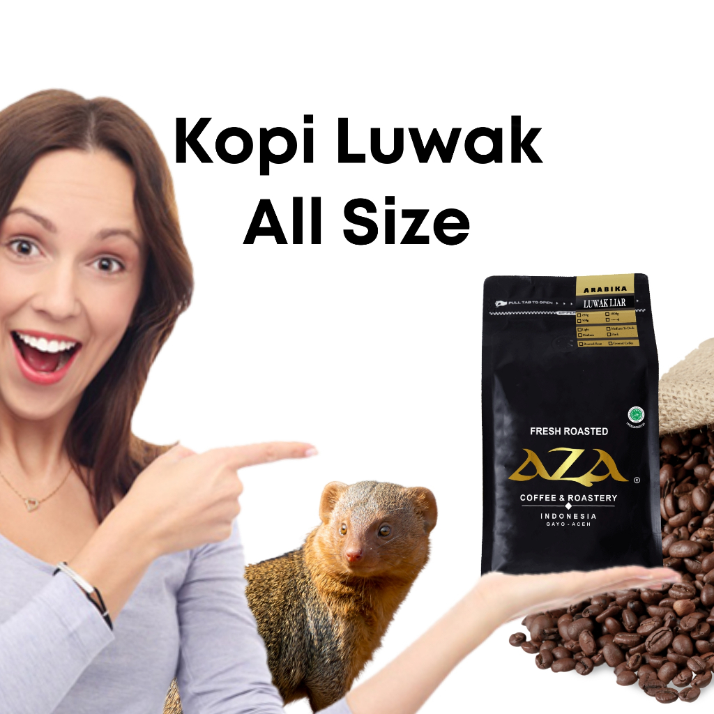 Jual Kopi Luwak Liar Bersertifikat Arabica Aceh Gayo Coffe Asli Fresh Roast  AZA Coffee Roasted Bean | Shopee Indonesia