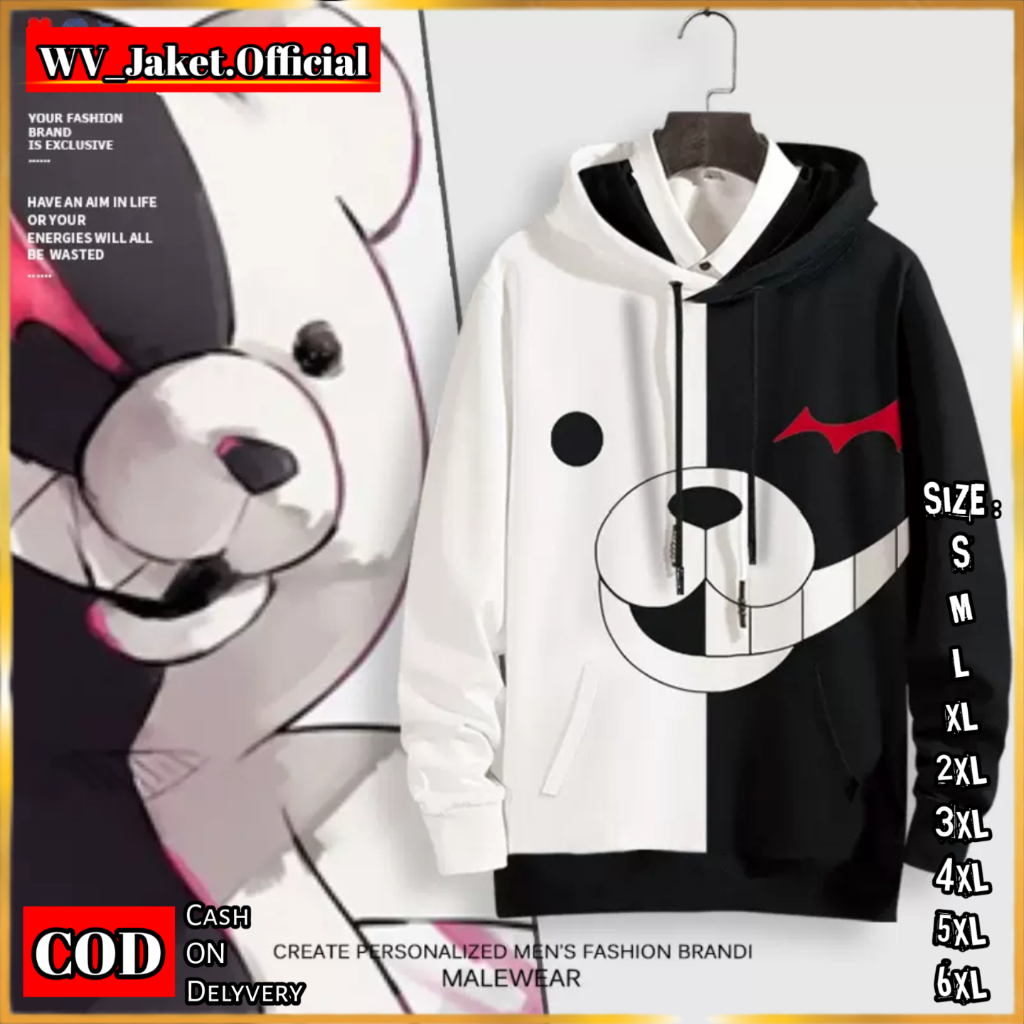 Jual Jacket Hoodie Sweater Pullover MONOKUMA Oversize Korean Style Jacket FLEECE Unisex Oversize Premium Shopee Indonesia