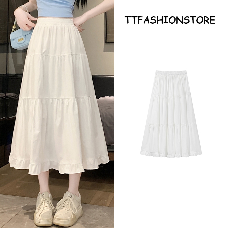 Jual ️Rok midi wanita /Rok acak-acakan/Rok payung model A-line/Rok gaya