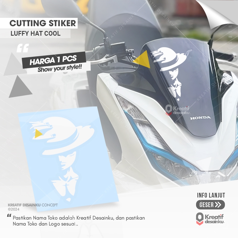 Jual Cutting Stiker Luffy Hat Cool Variasi Motor Mobil Sticker Veriasi ...