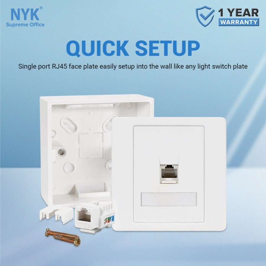 Jual Faceplate RJ45 Single 1 Port + Modular + Outbow BOX NYK | Shopee ...