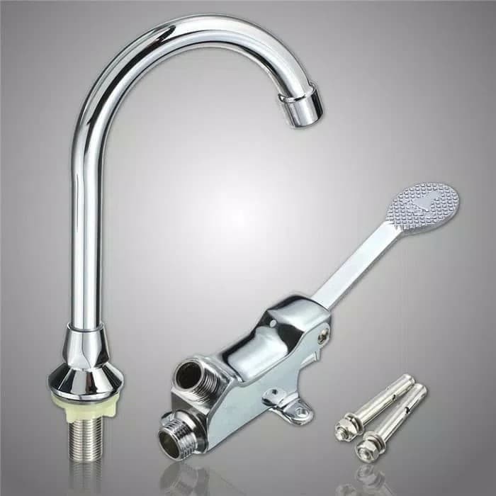 Jual kran wastafel injak / kran cuci tangan pedal injak kaki stainless ...