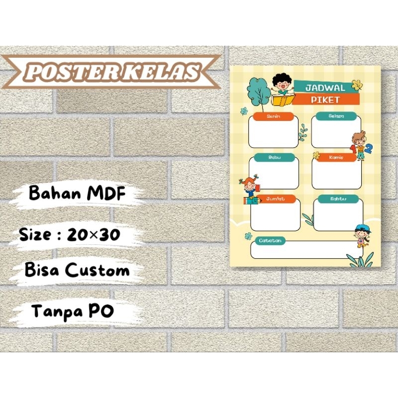 Jual Hiasan dinding kelas / Poster kelas - jadwal piket kelas / cetak ...