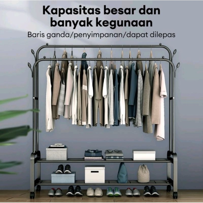 Jual RAK GAWANG DOUBLE ROW rak baju gantung rak standing double row ...
