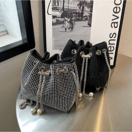 Bucket Bag Wanita Import - Tas Selempang Wanita Bling Bling Import Terbaru Fashion Korea - Tas Pesta Kondangan Mewah Kekinian / Tas Bahu Wanita