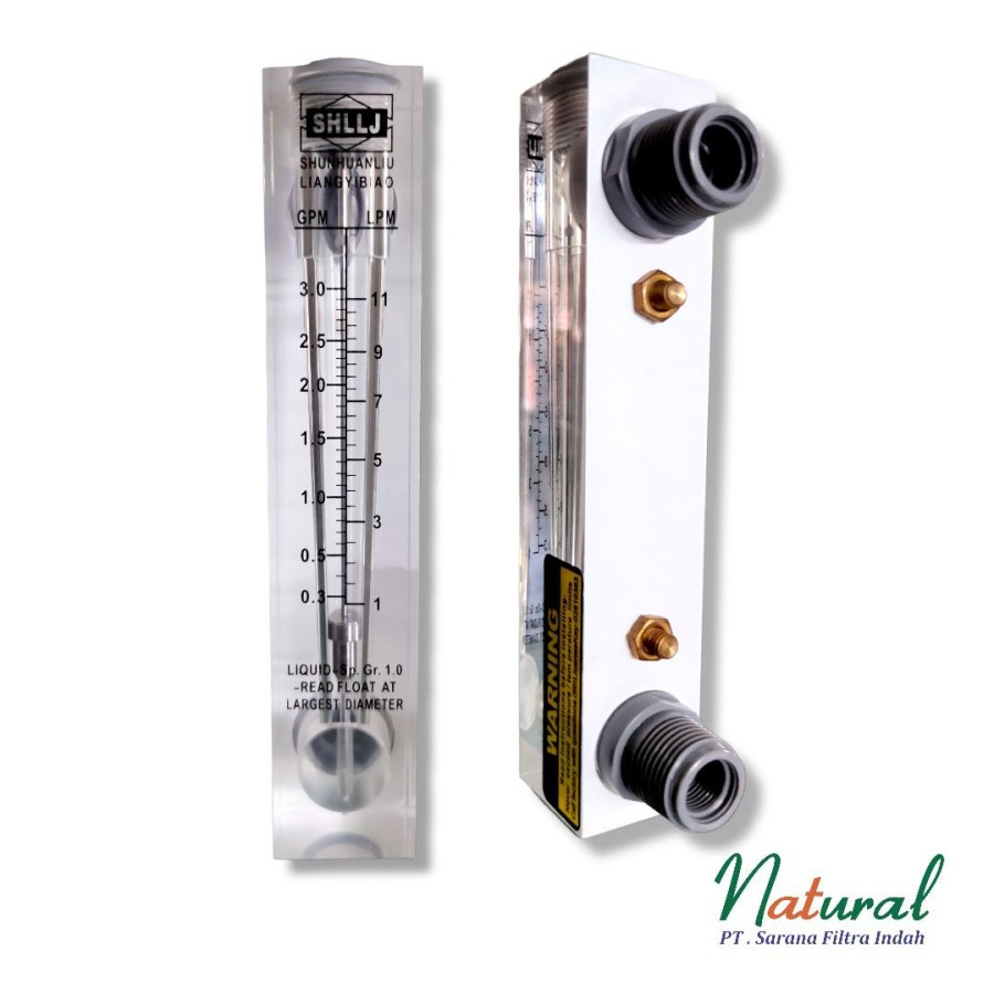 Jual Flow Meter / Rotameter 0,3 - 3 GPM, In Dan Out 1/2 Inch Model ...