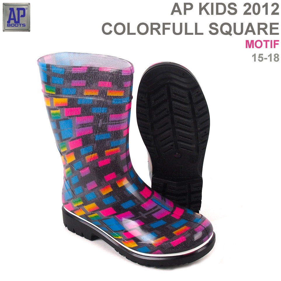 Jual KODE B48Y AP Boots AP KIDS 212 COLORFULL SQUARE Sepatu Boot PVC ...