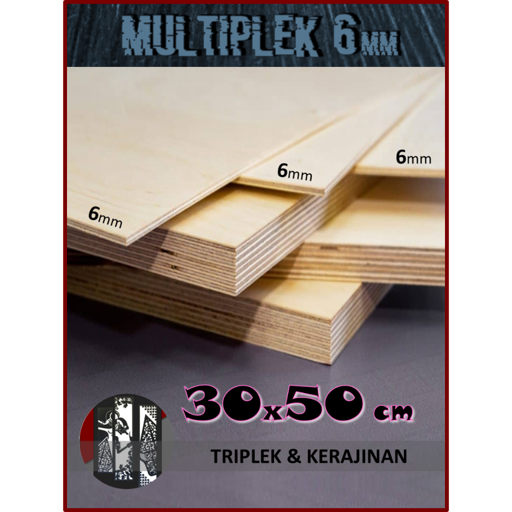 Jual Triplek 6mm 30x50 cm | Kualitas Premium Multiplek|Plywood (6 mm 30 ...