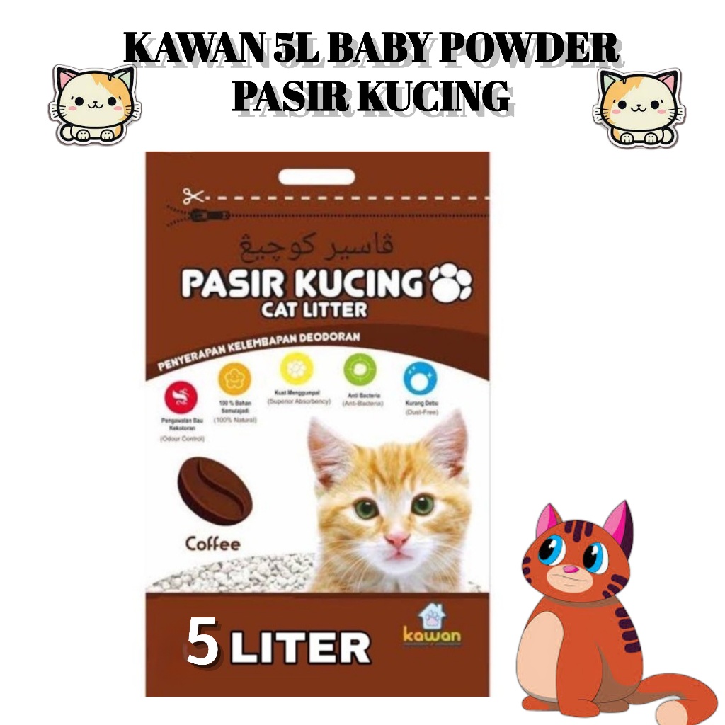 Jual Pasir Kucing Kawan Coffee 5L 5 L Liter Aroma Kopi Gumpal Wangi ...