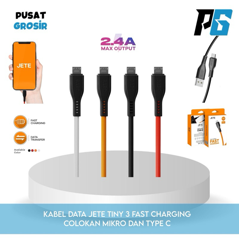 Jual Kabel Jete TINY 3 Cable Data Fast Charger Micro Type C | Shopee ...