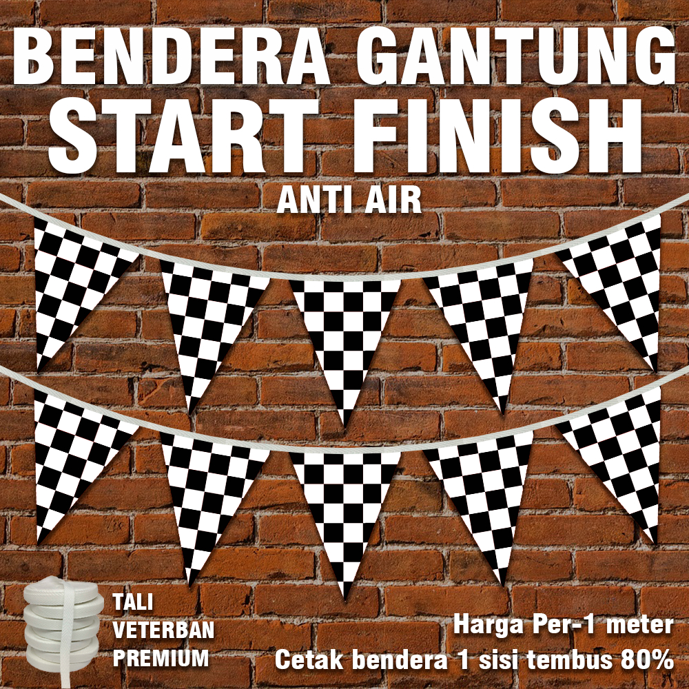Jual Bendera Gantung Motif Start Finish Hitam Putih Catur Black and ...