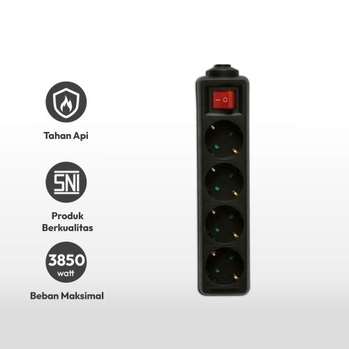 Jual Stop Kontak On Off Colokan Kabel Lubang 4 Hitam | Shopee Indonesia