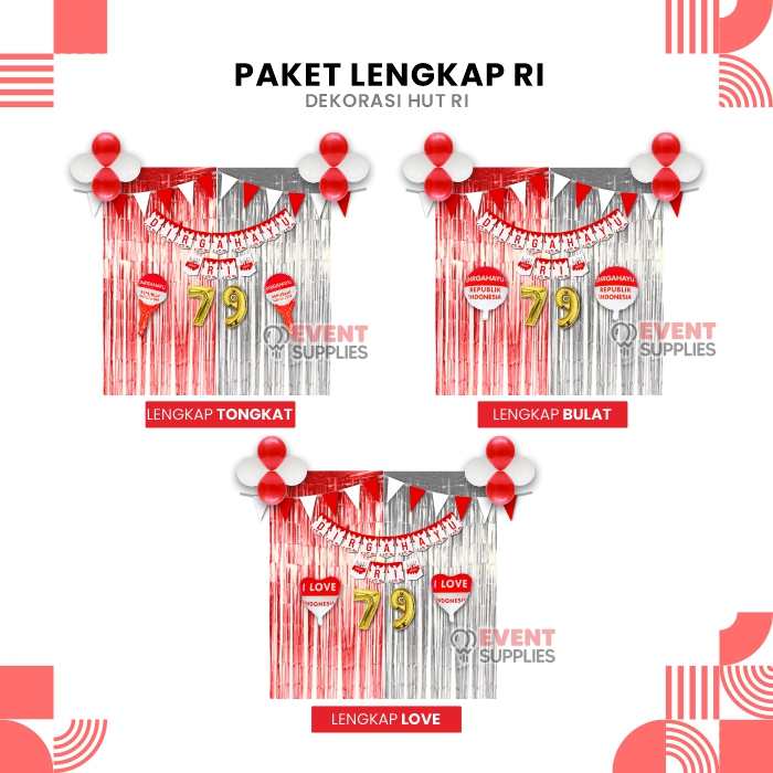 Jual Paket Dekorasi Lengkap HUT RI Kemerdekaan ke 79 Hiasan Dirgahayu