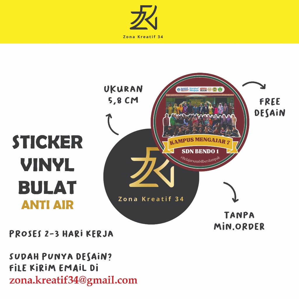 Jual CETAK STIKER VINYL ANTI AIR - CUSTOM STICKER GLOSSY BULAT (1 HARI ...