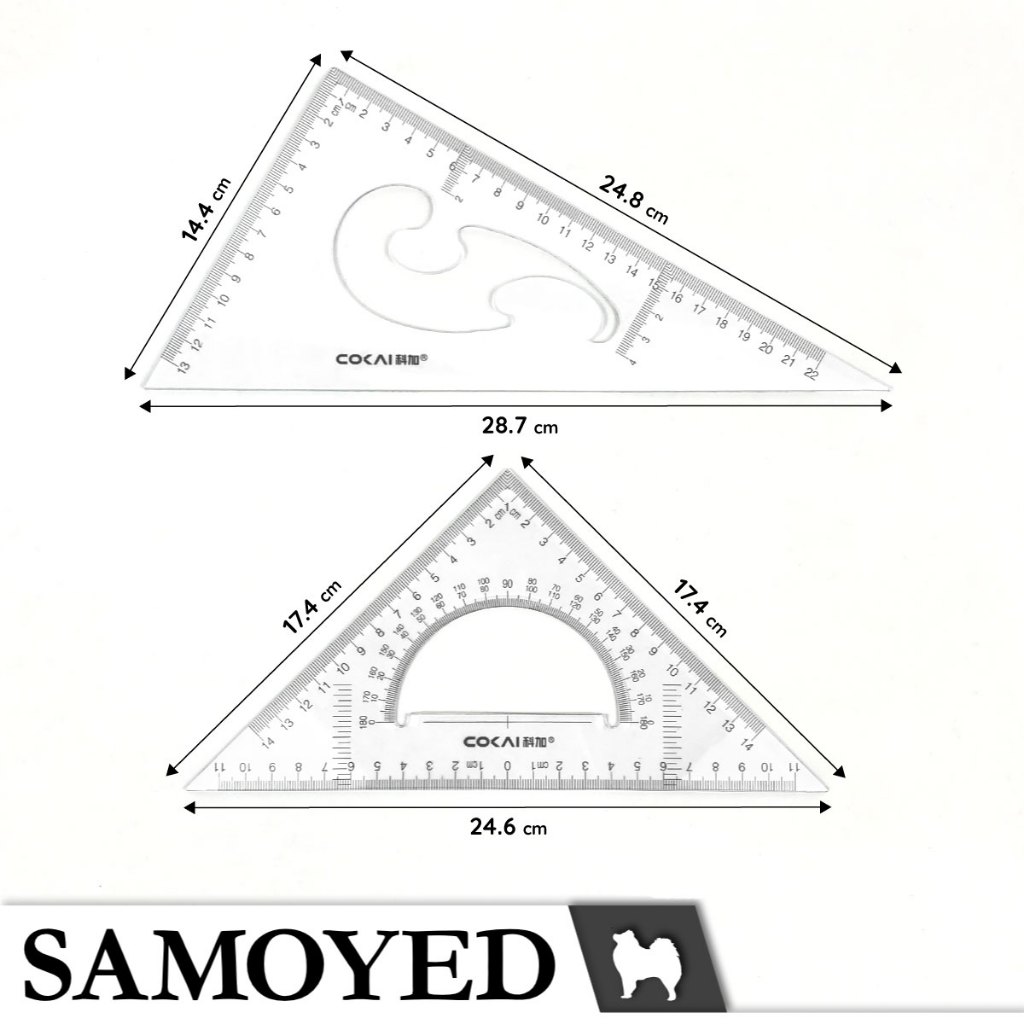 Jual SAMOYED RLS-KJ-1225 Penggaris / Mistar Segitiga / Busur Derajat ...
