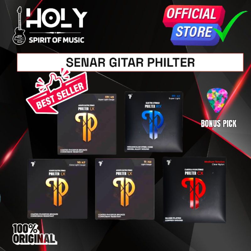 Jual Bonus Pick Senar Gitar Xbatto Magic Strings Akustik Philter LX09 ...