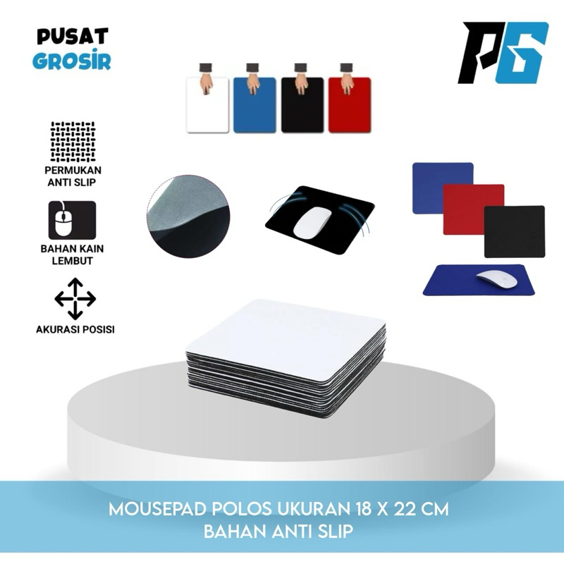 Mousepad Polos 18x22cm Alas Mouse Laptop komputer