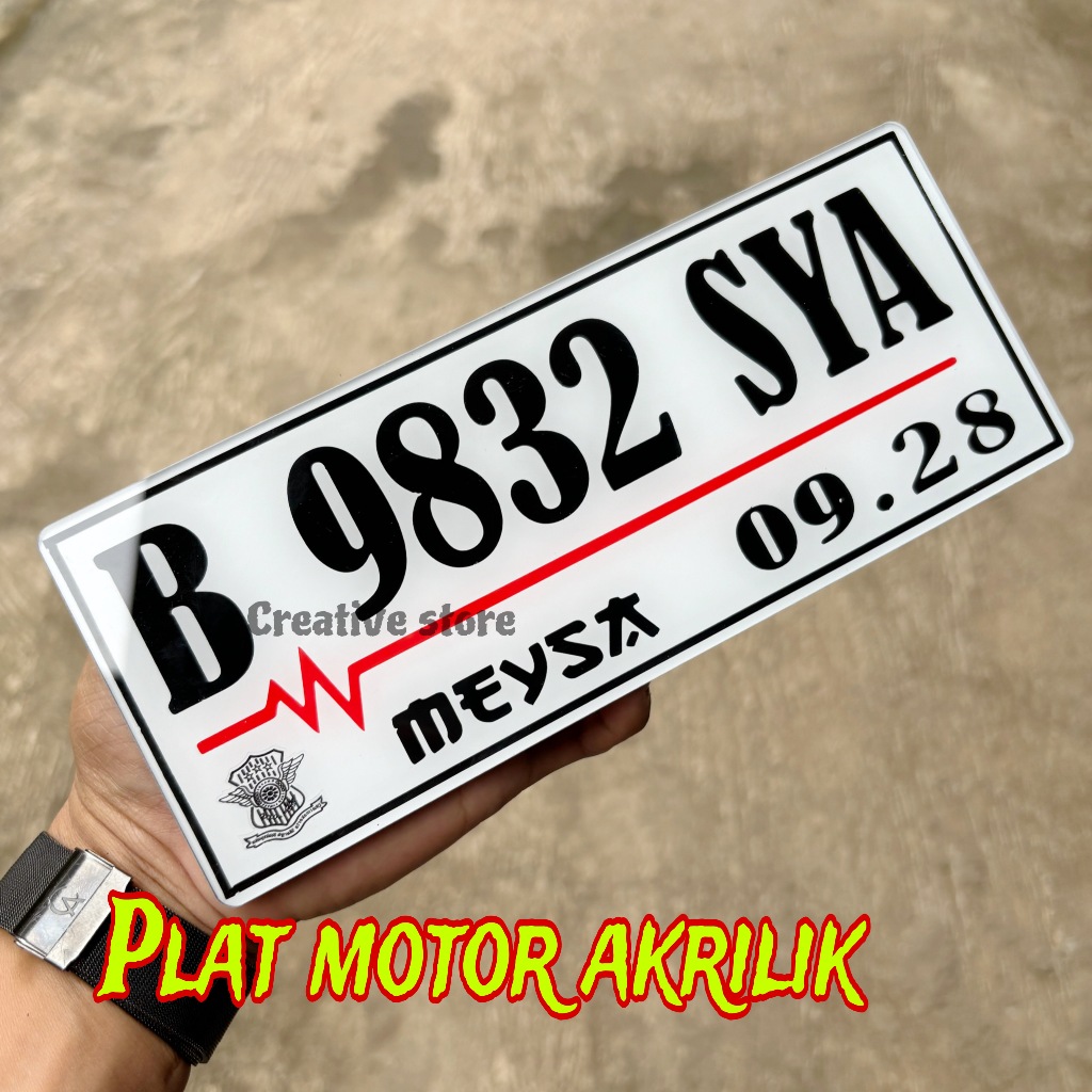 Jual Plat Nomor Motor Baut Tanam Akrilik Mika Custom Pelat Nomer Motor