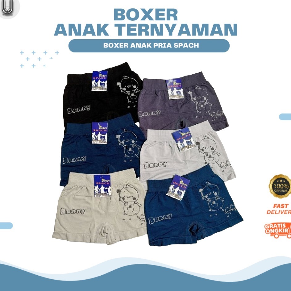 Jual 3pcs Boxer Dalaman Anak Pria Spach J009 Karet Pinggang Lebar dan ...