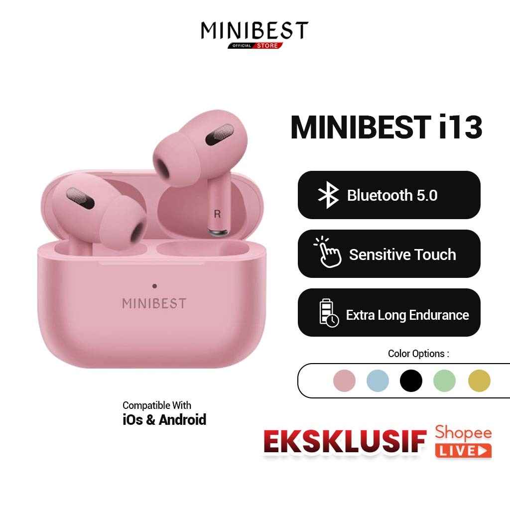 Eksklusif Live Minibest TWS Earphone Bluetooth I13 Macaron Handsfree  Earbuds IZIN POSTEL TRUE Wireless STEREO Bluetooth Android