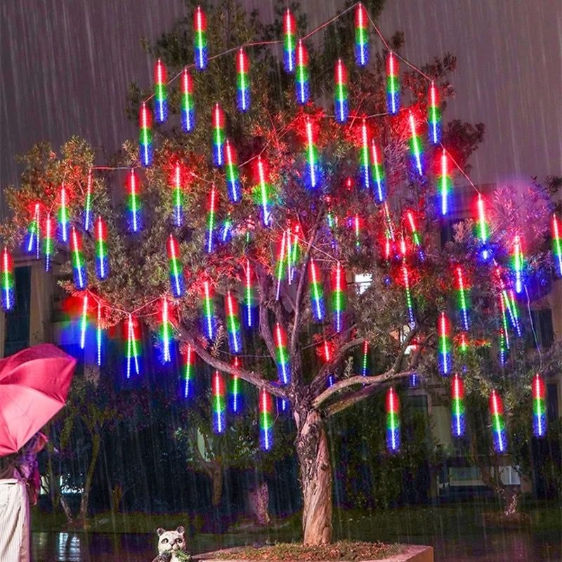 Jual * MKA * LAMPU TAMAN HIAS RAIN SNOW METEOR LED 1 SET 8 BATANG ...