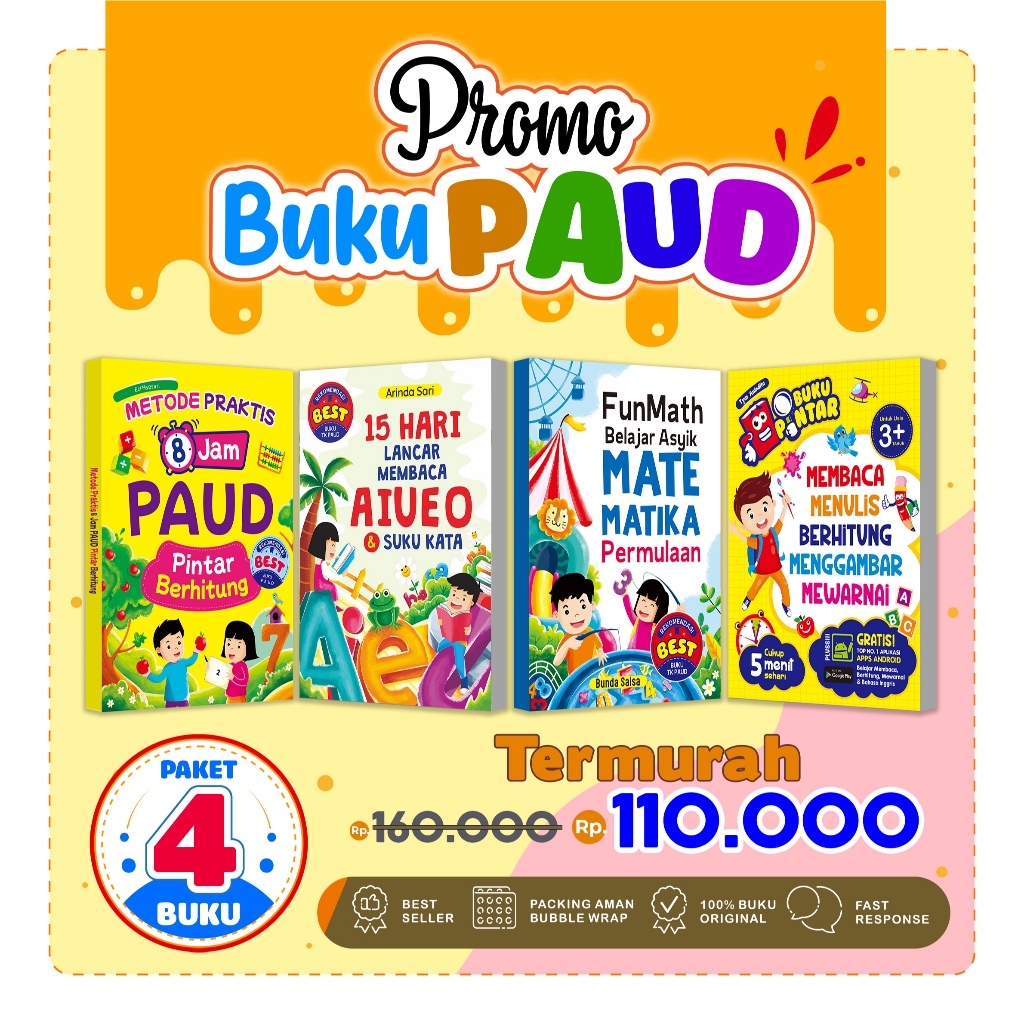 Jual Paket 4 Buku PAUD Metode Praktis 8 Jam PAUD Pintar Berhitung // 15