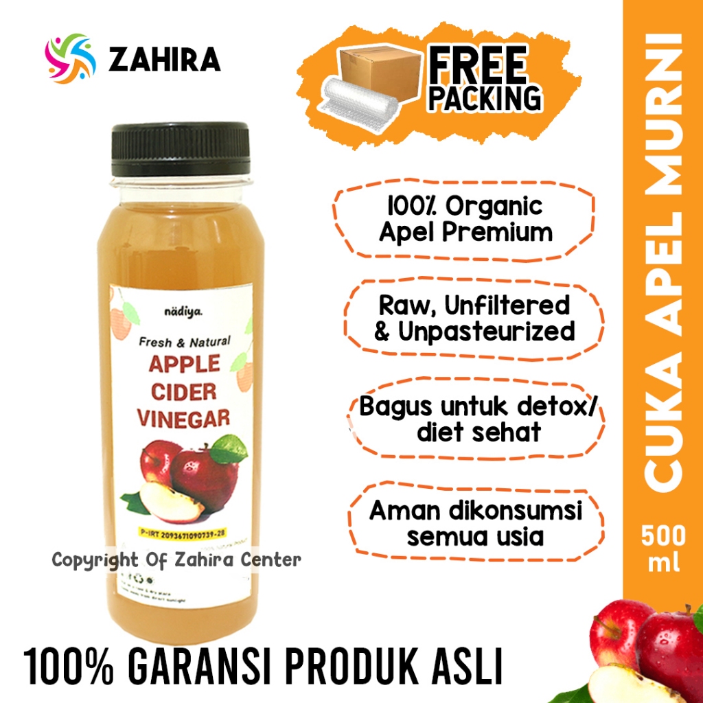 Jual CUKA APEL ORGANIK 500ML ASLI With Mother Apple Cider Vinegar ...