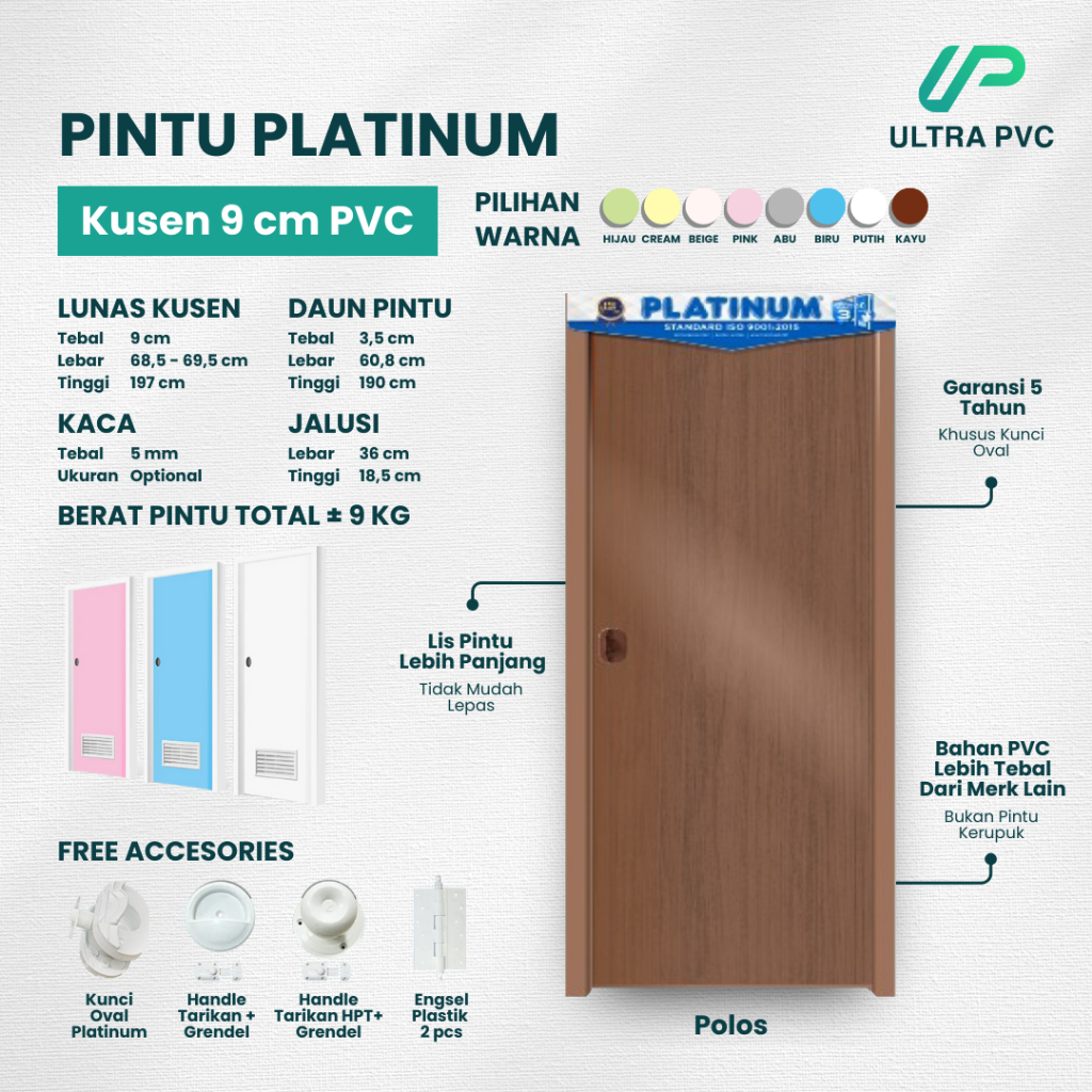 Jual PINTU PLATINUM KUSEN 9 CM PVC - PINTU KAMAR // PINTU KAMAR MANDI ...